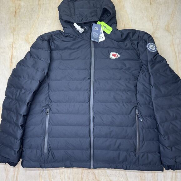 NEW Kansas City Chiefs Cutter Buck Mission Ridge Repreve Puffer Jacket 2XL Black - Picture 1 of 16